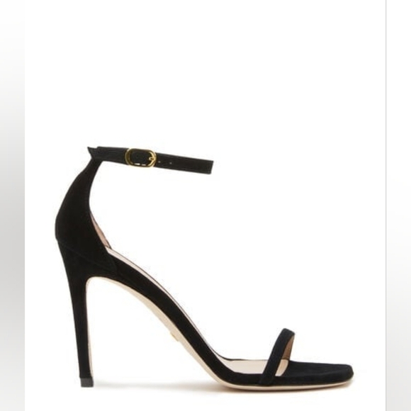 Stuart Weitzman Nudistcurve 100 Black Ankle Strap Suede Sandal - Picture 2 of 9